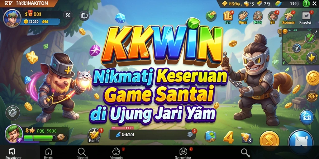 Tampilan gameplay KKWIN yang ceria dan penuh warna.