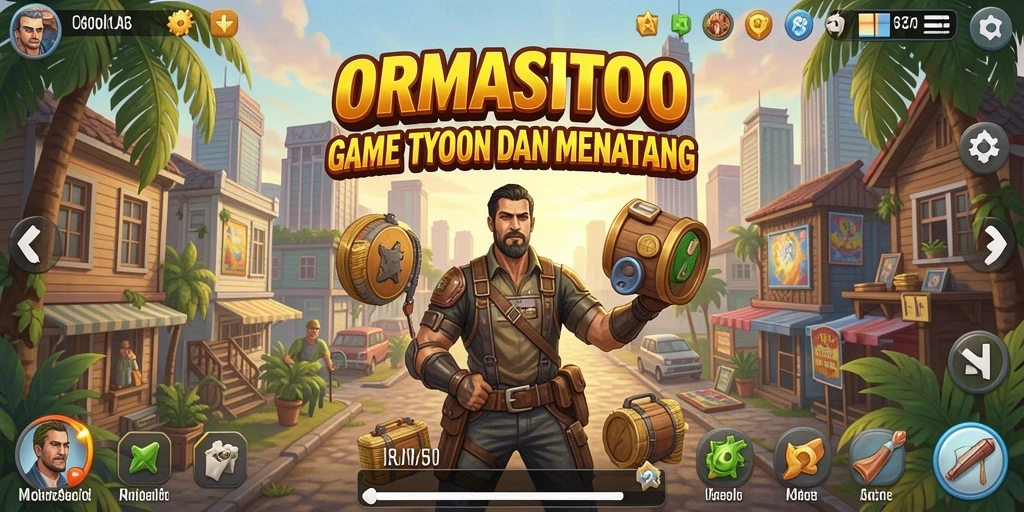 Tangkapan layar gameplay ORMASTOTO menampilkan strategi bisnis yang cerdas.