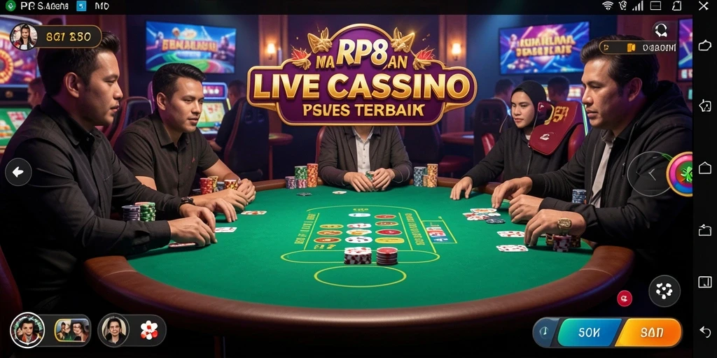 Tampilan gameplay Live Casino yang mendebarkan di RP8 dengan dealer langsung.