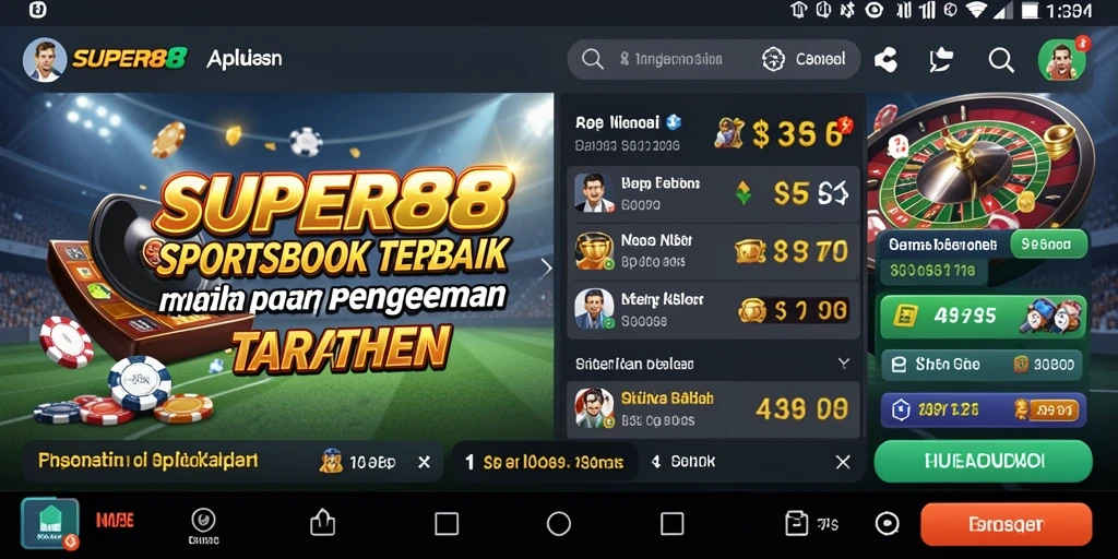 Tampilan gameplay Sportsbook dalam aplikasi SUPER88 yang menarik.